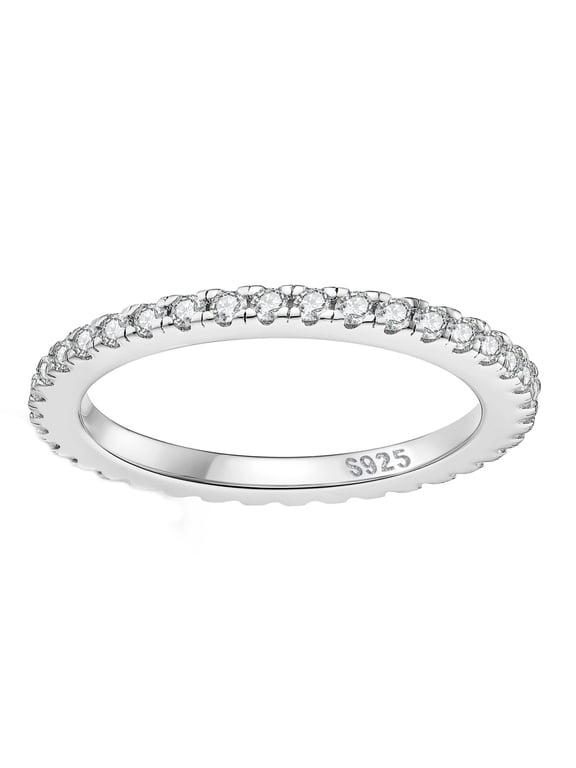 Wedding Band for Women Moissanite Rings 925 Sterling Silver Stackable Wedding Ring Eternity Rings for Her Size 7