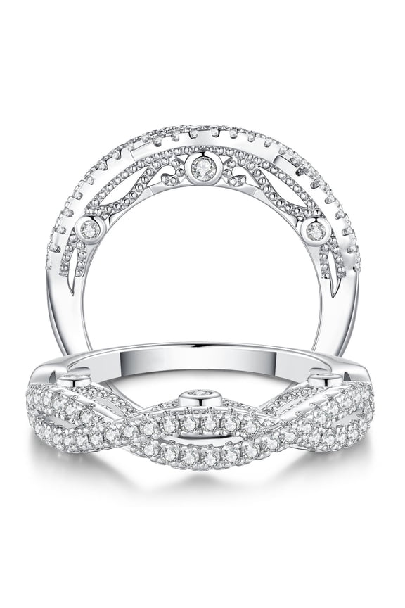 Wedding Band for Women Twisted Halo Engagement Rings 5A CZ Infinity Band Silver 18K Plated Anniversary Mother's Day Gift for Her Size 6