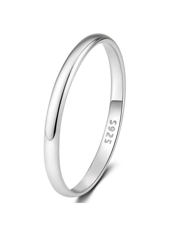 Wedding Bands for Women And Men 2MM High Polish Plain 925 Sterling Silver Stackable Ring Jewelry Gift Size 8
