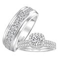 thumbnail image 1 of SFTING Wedding Ring Sets His and Her 3Pcs 925 Sterling Silver 5A CZ Couple Wedding Rings Eternity Ring Women Mens Band 9&9, 1 of 8
