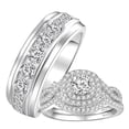 thumbnail image 1 of SFTING Wedding Ring Sets His and Her 3Pcs 925 Sterling Silver 5A CZ Ring Set for Couples Engagement Ring Women Mens Band Size 10&10, 1 of 8