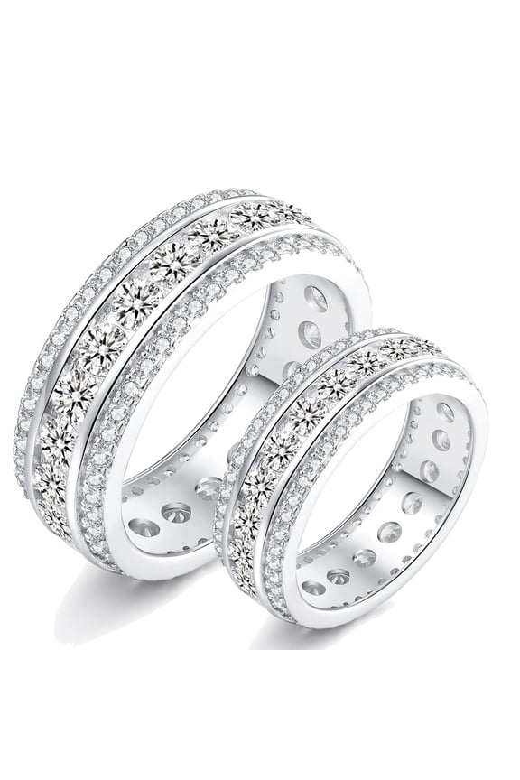 Wedding Ring Sets His and Hers 3pc 925 Sterling 5A CZ Engagement Promise Ring Set for Couples Women Mens Band Size 8&5