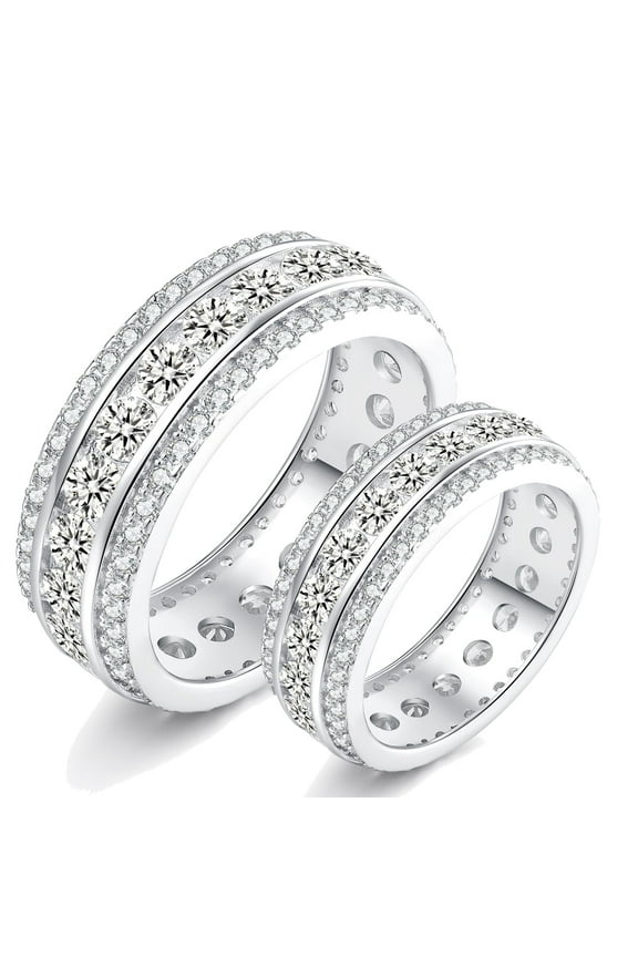 Wedding Ring Sets His and Hers 3pc 925 Sterling 5A CZ Engagement Promise Ring Set for Couples Women Mens Band Size 11&8