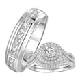 thumbnail image 2 of His & Her Wedding Ring Set – Tungsten & 925 Sterling Silver With AAA CZ Engagement Ring 2 of 6