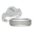 thumbnail image 1 of SFTING Wedding Ring Sets His and Hers 3pc 925 Sterling Silver 5A CZ Rings Set for Couples Engagement Promise Ring Women Mens Band Size 8&6, 1 of 9