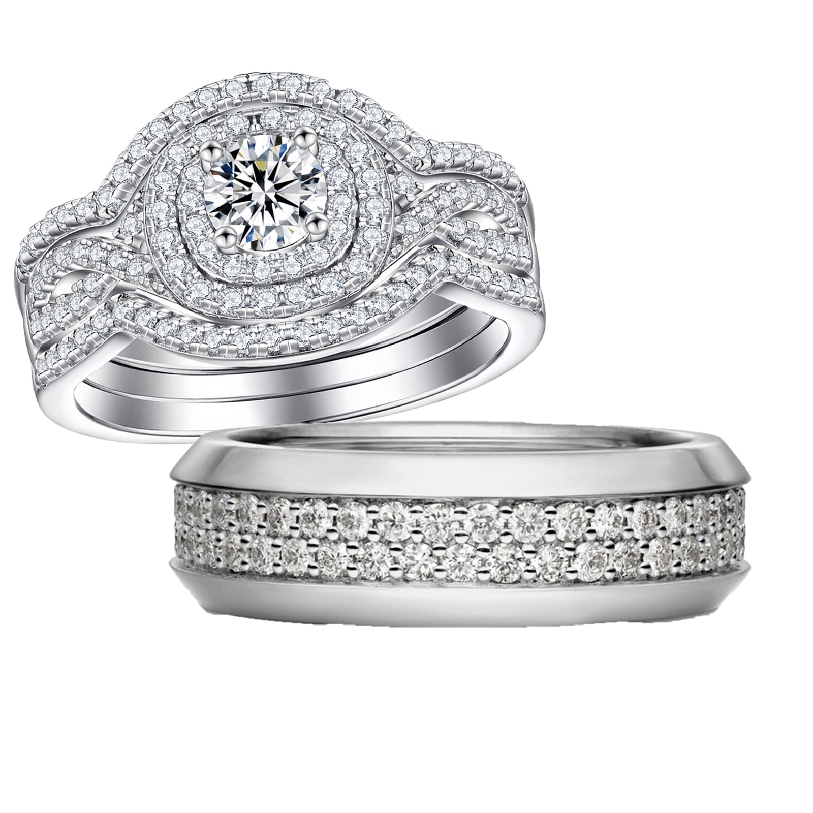 White Gold Ring 925 Silver Ring American Swiss Rings Sets American