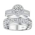 thumbnail image 1 of SFTING Wedding Rings Set for Him and Her Women Men Wedding Ring Halo Round Cut 925 Sterling Silver AAAAA CZ Size 10&8, 1 of 7