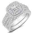 thumbnail image 1 of SFTING Wedding Rings Set for Women Halo Princess Cut 5A CZ Engagement Rings Silver Plated Jewelry Anniversary Gift for Her Size 7, 1 of 8