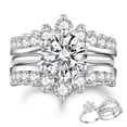 thumbnail image 1 of SFTING Wedding Rings for Women Moissanite 3CT Round Cut Engagement Ring Enhancer Silver 18K Plated Wedding Band Size 7, 1 of 10