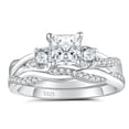 thumbnail image 1 of SFTING Wedding Rings for Women 925 Sterling Silver Three Stone Princess Cut Wedding Rings Set 5A CZ Promise Engagement Rings for Her Size 7, 1 of 8