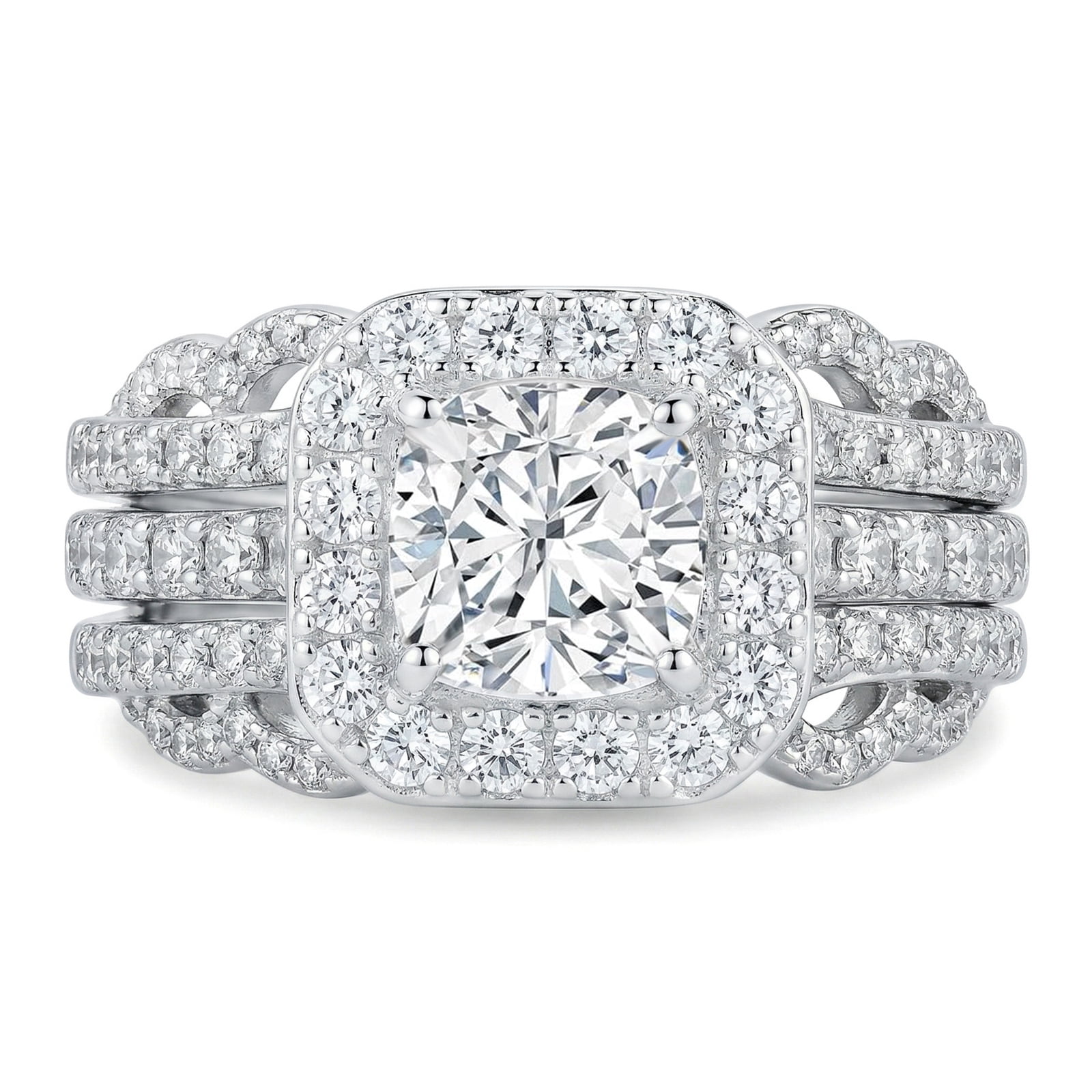 SFTING Wedding Sets Ring Enhancer for Engagement Rings Bridal Ring Set for Her 925 Sterling Silver AAAAA Cz Anniversary Ring Size 6