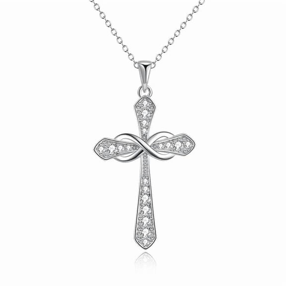 SFTING Women's Cross Necklace 925 Sterling Silver Cubic Zirconia Birthstone Fashion Necklace for Holidays or Festivals, Ideal Christmas Valentine's Day or Mother's Day Gift for Her