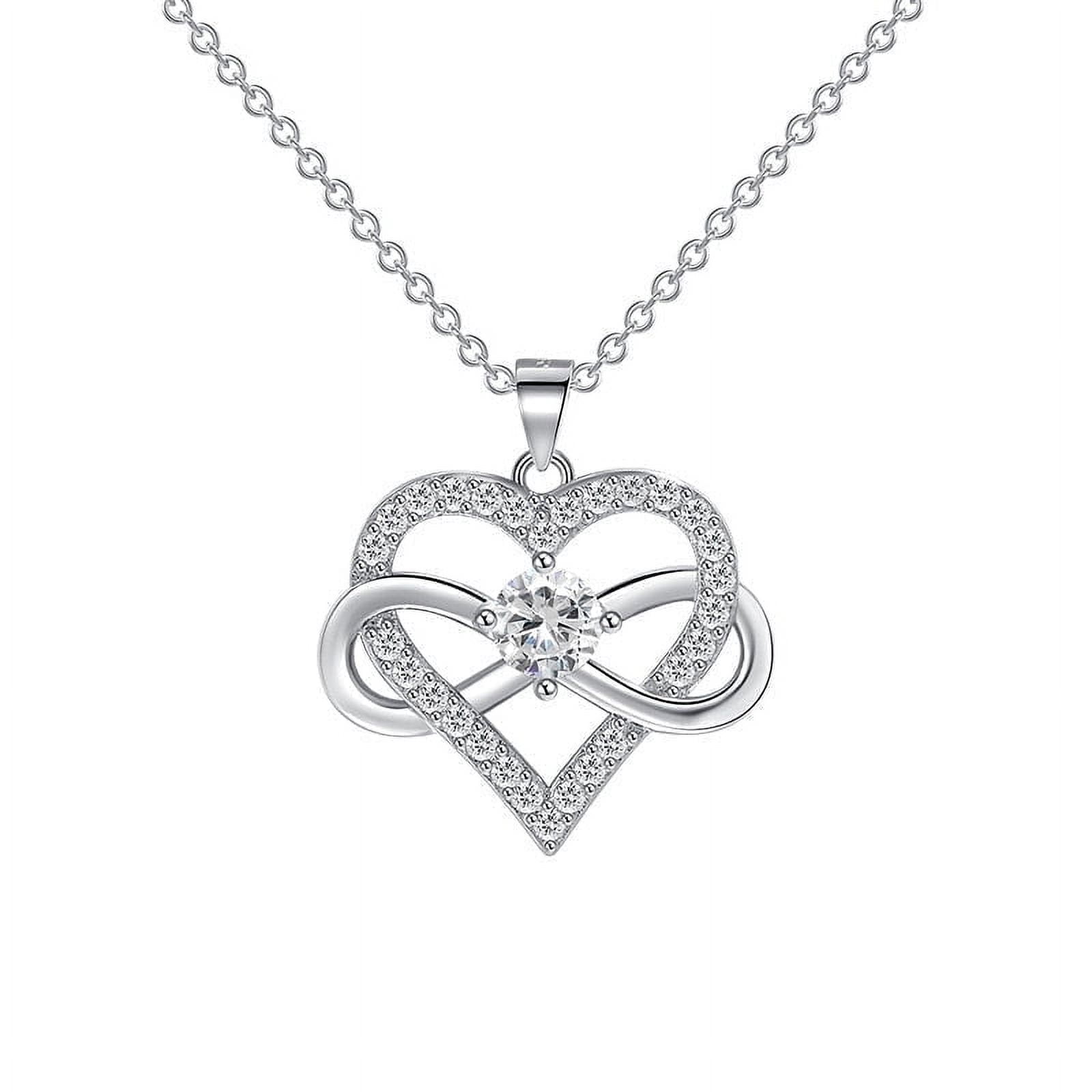 925 Sterling Silver Birthstone Necklace - Infinity Heart Pendant With Cubic Zirconia, Gift For Her-994245