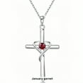 thumbnail image 1 of SFTING Women's January Birthstone Cross Necklace, Women's Birthstone Necklace for Wedding Anniversary, Birthday, S925 Silver with Birthstone, Ideal Anniversary and Birthday Gift for Her, 1 of 7