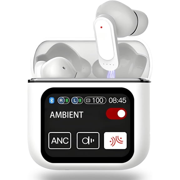 SFUUC True wireless Noise Cancelling earbuds with Smart Charging Case, Touch Screen Earbud