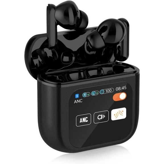 SFUUC True wireless Noise Cancelling earbuds with Smart Charging Case, Touch Screen Earbuds