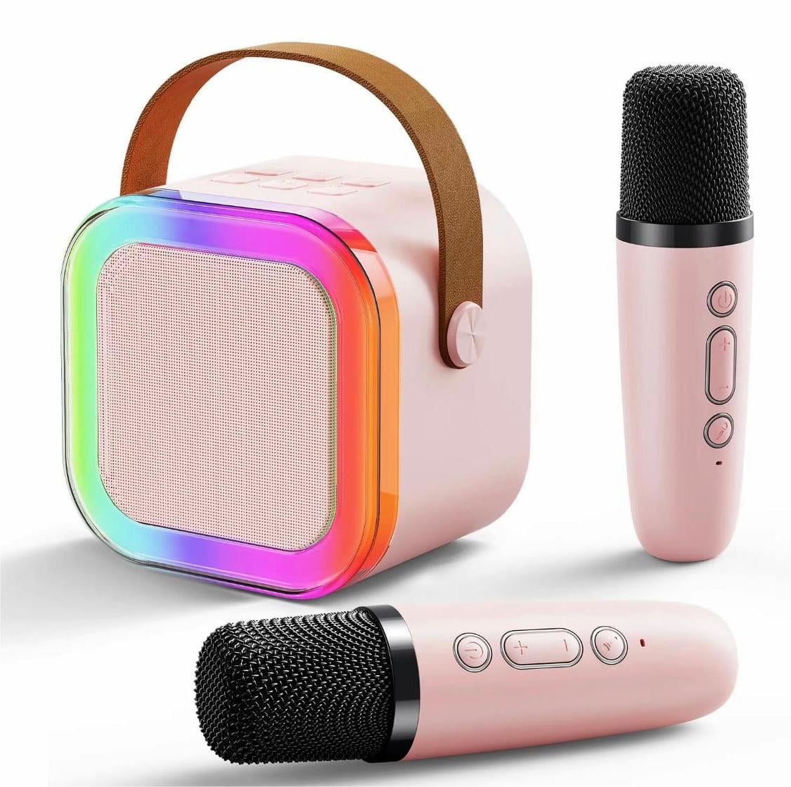 SFY Karaoke Machine for Kids Adults, Portable Bluetooth Mini Karaoke Microphone Singing Speaker with 2 Mic and Light,Toys for All Smartphones,Birthday, Family,Home Party