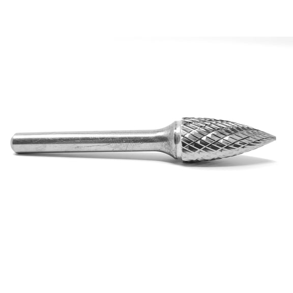 SG-5 Double Cut Tree Pointed 1/2" x 1" Carbide Burr Bur Tool Die Grinder Bit 1/4" Shank