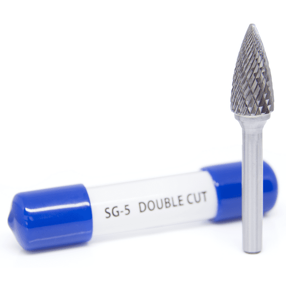 SG-5 Pointed Tree Shape - Premium Double Cut Tungsten Carbide Burr 1/4" Shank