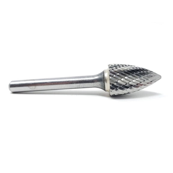HELONGCO SG-6 Double Cut Tree Pointed Carbide Burr Bit, 5/8" x 1"