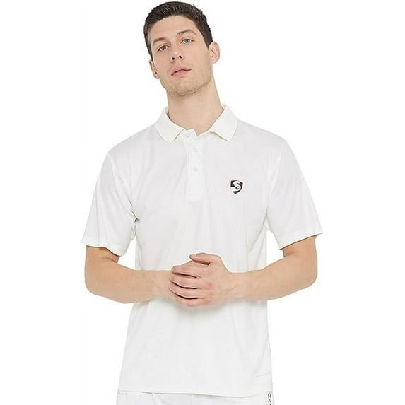SG Club Cricket T shirt | Color- White | Size- Medium | Material- Polyester | Excellent stretch and comfort | For Men & Boys