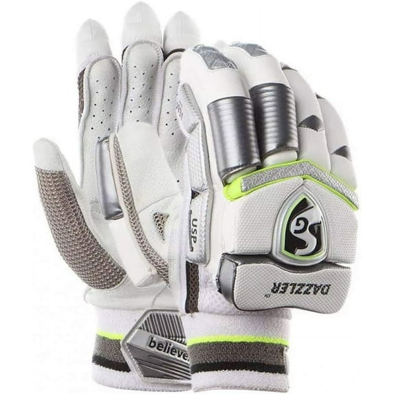 SG Dazzler Cricket Batting Gloves | Color- White | Size- Adult | Padded | For Men & Boys