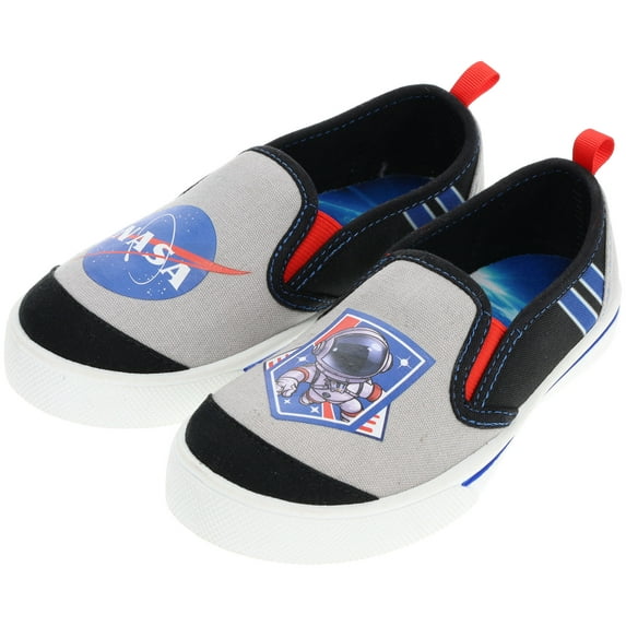 SG Footwear NASA Boys Sneaker Canvas Slip-On, Boys Size 13, Grey