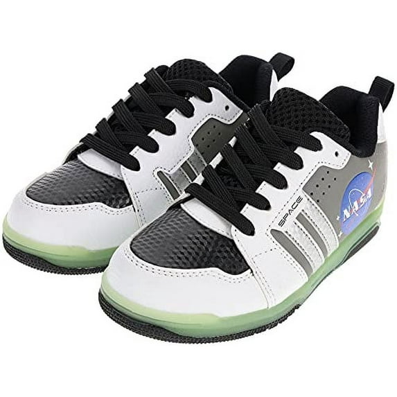 SG Footwear NASA Boys Sneakers Glow Court Casual Shoes, Size 10 White