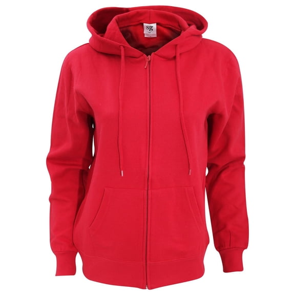 SG Ladies Full Zip Plain Hooded Sweatshirt