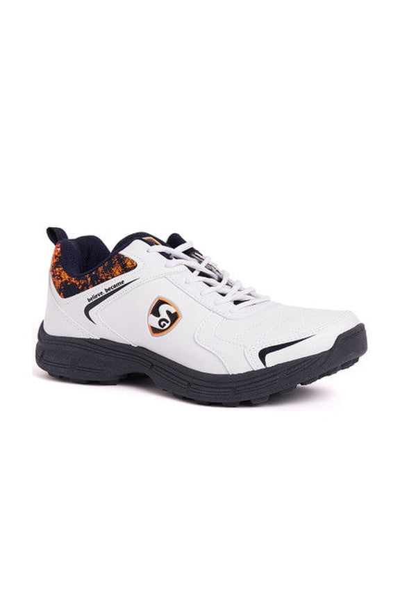 Savage Stud Cricket Shoes- White/Navy/Orange