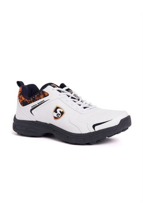 Savage Stud Cricket Shoes- White/Navy/Orange