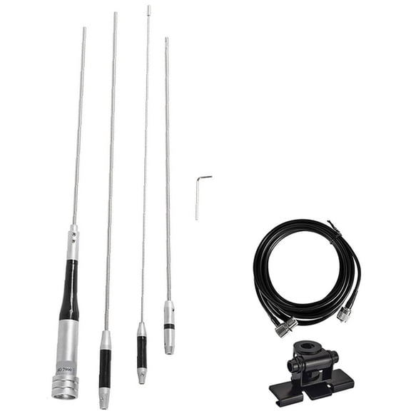 SG7900 Black-Edged Dual Band VHF/UHF 144/430MHz Mobile Ham Radio Antenna Kit, High-Gain PL259 Male with 5m Low-Loss Cable, Anti-Rust Base for Car & Truck Amateur Radios