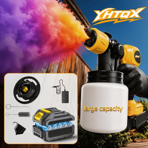 SGB Cordless HVLP Paint Sprayer, Rechargeable Handheld Spray Gun for Home & Outdoor Painting Projects, Adjustable Spray Patterns for Furniture, Fences, Walls & Cabinets