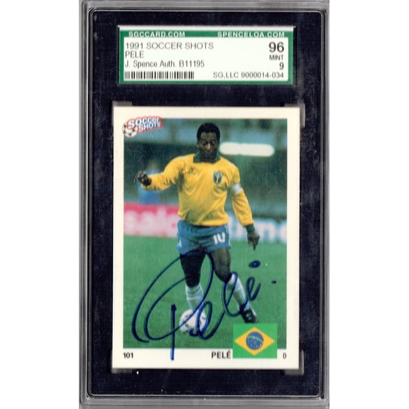 SGC 9 Pele 1991 Soccer Shots #NNO JSA Auto Rare Trading Card