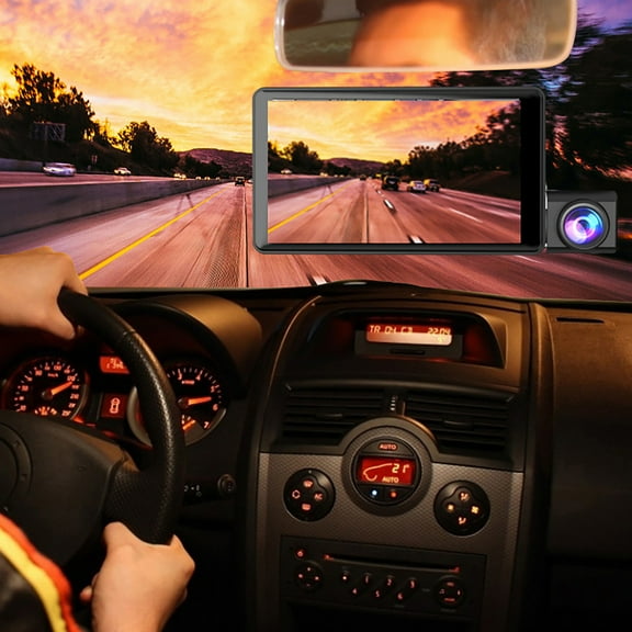 SGCYLOWQ 4-inch Three Lens Dash Cam Hd 1080p Three Record Dash Cam Motion Tracking, Reverse Image, Cycle Video, G Sensor, Parking Monitoring, Home Office