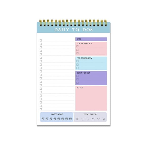 SGCYLOWQ Daily To-Do Notepad, To-Do List Notepad Time Management Task Plan List Notebook Organizer For School Office Supplies, Undated Agenda 60 Sheets