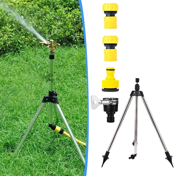 SGCYLOWQ Rotating Tripod Sprinkler, Stainless Steel Rotary Irrigation Tripod Telescopic Support Sprinkler, 360 Degree Automatic Rotating Irrigation Stand Tripod Water Sp, Home Essentials
