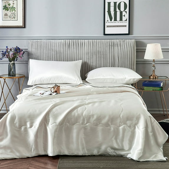 SGCYLOWQ Washed Silk Ice Silk Conditioning Quilt Summer Cool Quilt Double Single Quilt Core Solid Color Summer Thin Quilt