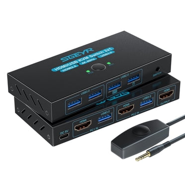 KVM Switch 4 Ports, HDMI USB Selector For 4 Computers Share Keyboard Mouse And 4K@30Hz Monitor...