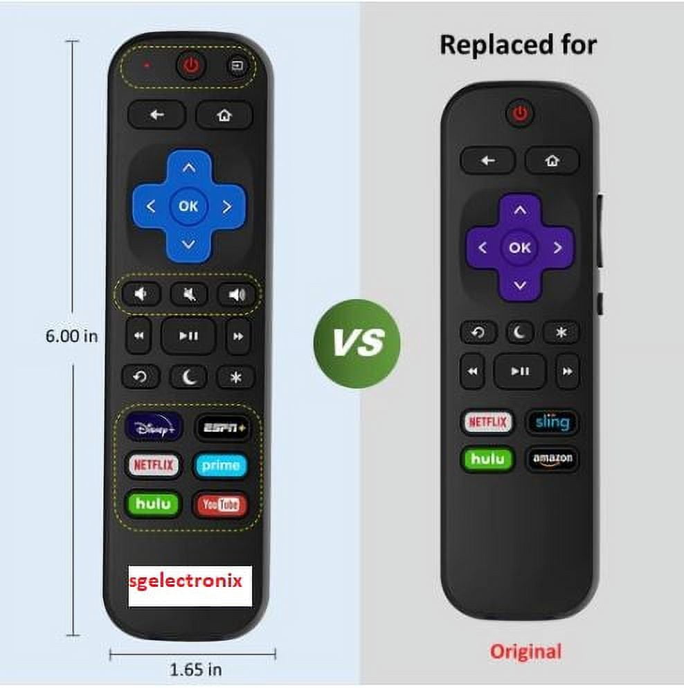 SGElectronix Remote for All Roku TV w/ 6 Hot Keys Amazon Prime Video/ Netflix/ Vudu/ Youtube