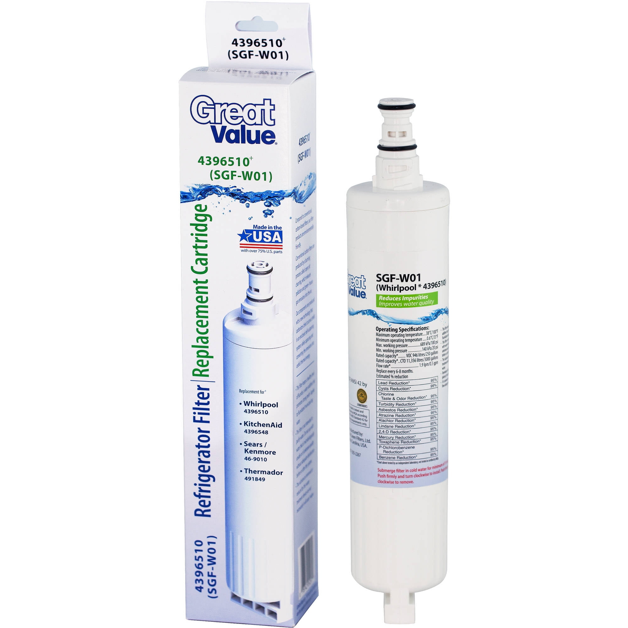 SGFW01 Replacement water filter for Whirlpool 4396508 4396510 EDR5RXD1