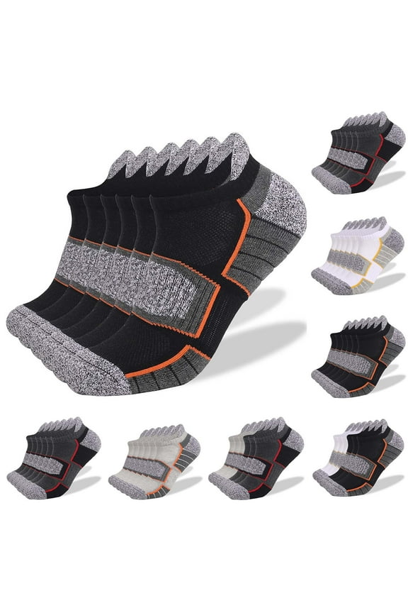6 Pairs Men's Sport Athletic Cotton Socks,Outdoor Breathable Anti Slip Casual Crew Solid Socks Gray M