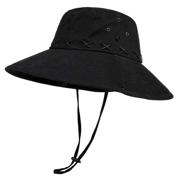 SGFCWSX American West Cowboy Hats for Men,Travel Cap Outdoor Wide Brim Breathable Sun Hat Black