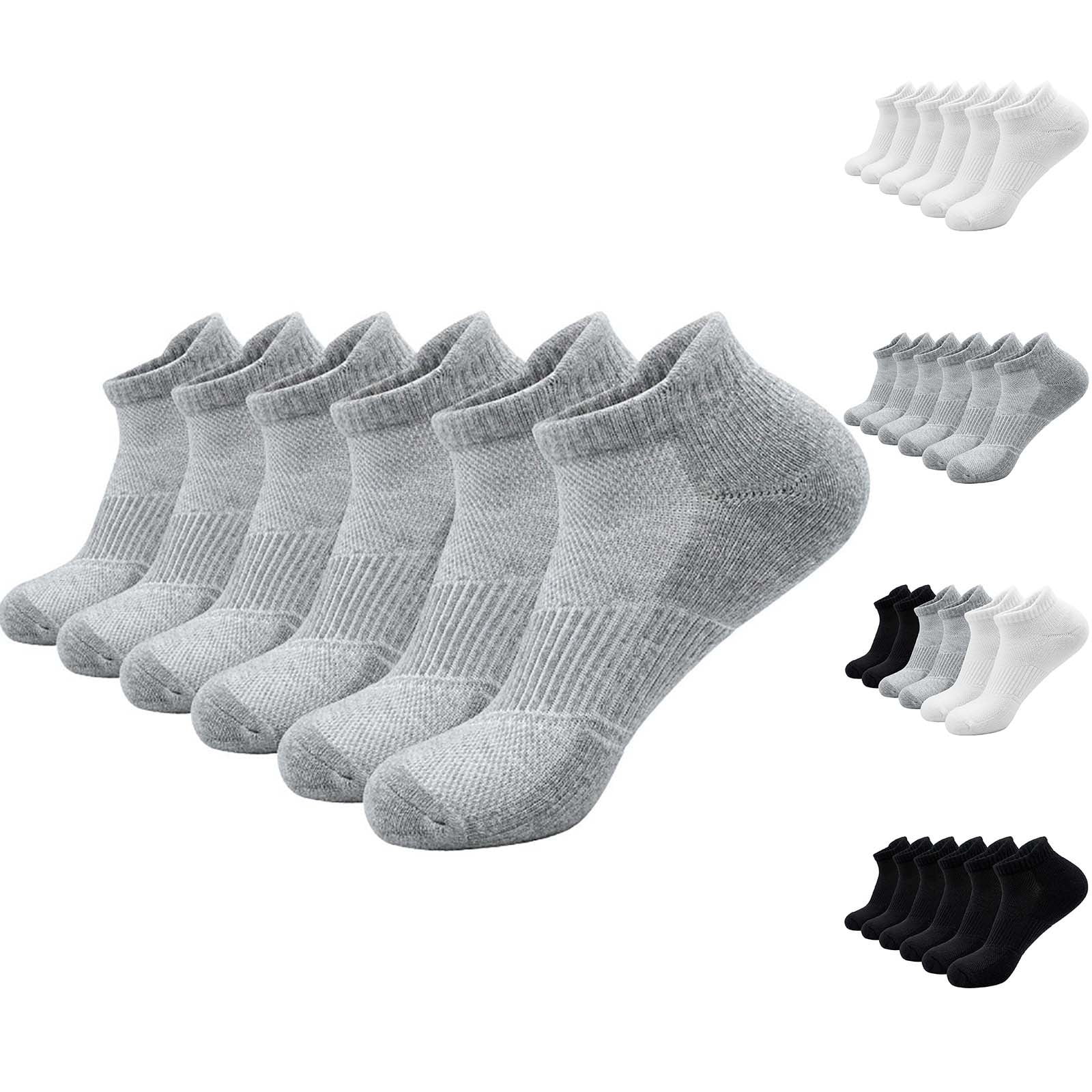 SGFCWSX Ankle Socks 6-Pack Mens,Mid-calf Sweat-absorbing Non-slip Running Socks Gray Free Size