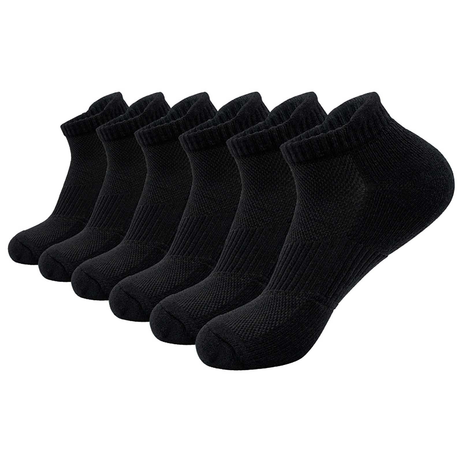 SGFCWSX Ankle Socks 6-Pack Mens,Non-slip Sweat-absorbing Mid-calf Running Socks Black Free Size