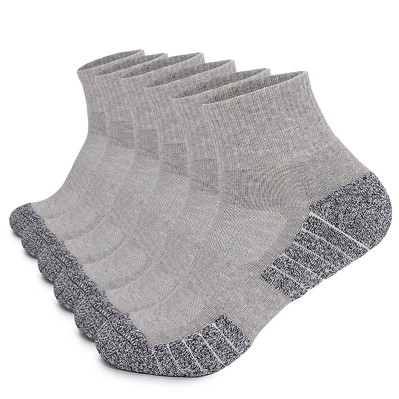 SGFCWSX AthleticSocks for Men,Mid-calf Breathable Stocking Stuffers 6 Pack Cushion Crew Socks Gray S
