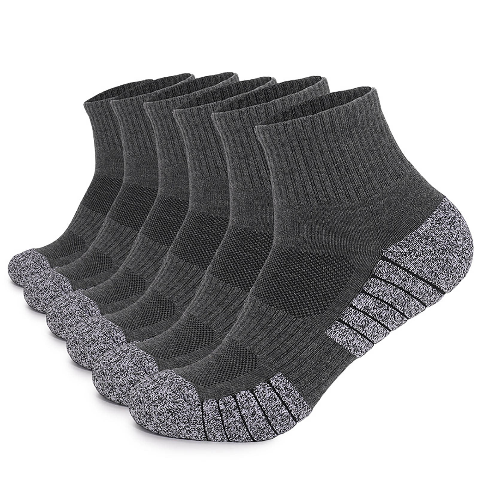 SGFCWSX AthleticSocks for Men,Stocking Stuffers Mid-calf Breathable 6 Pack Cushion Crew Socks Dark Gray S