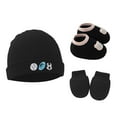 thumbnail image 1 of SGFCWSX Baby Cold Weather Hat Mittens Shoes Set Boys and Girls Ribbed Gloves Infant Soft Beanie Caps 3 Piece Sets Black Size 0-6 Months, 1 of 2