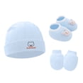 thumbnail image 1 of SGFCWSX Baby Cold Weather Hat Mittens Shoes Set Boys and Girls Ribbed Gloves Infant Warm Beanie Caps 3 Piece Sets Light Blue Size 0-6 Months, 1 of 2