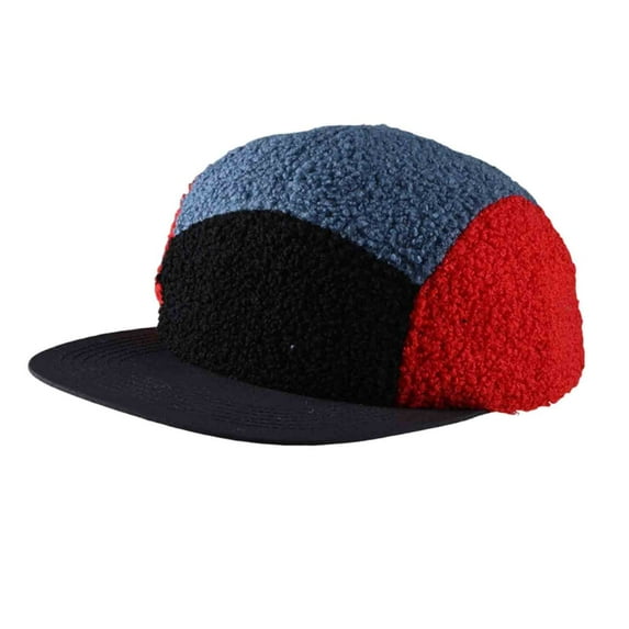 SGFCWSX Baseball Caps for Men,Embroidered Colorblock Fleece Utility Hat Blue Free Size